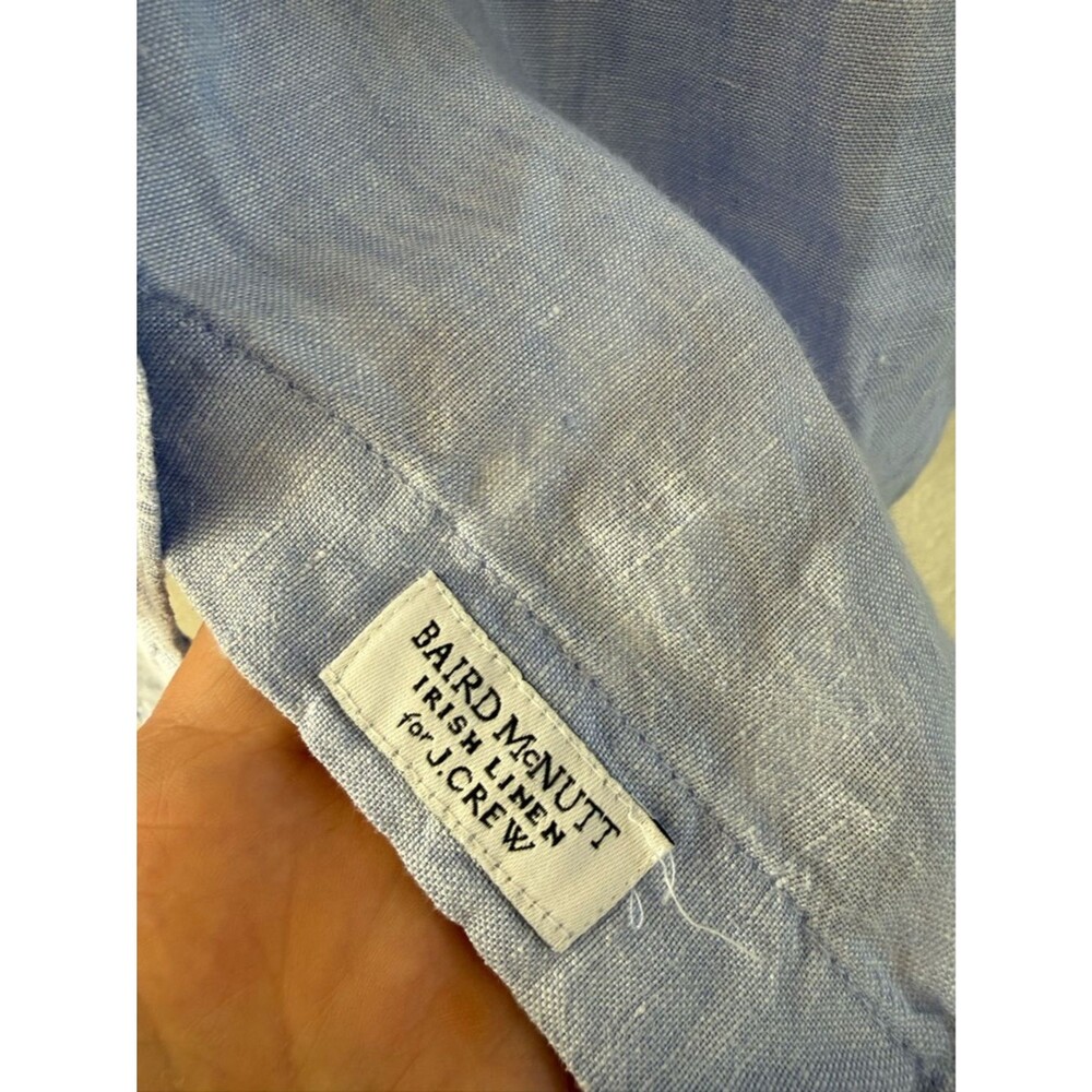 J. Crew Baird McNutt Irish Linen Slim Light Blue Button-Down Shirt Size 8 - Picture 3 of 3